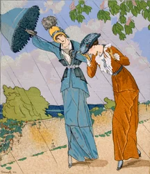 「Gazette du Bon Ton」のプレート VII、「Giboulee」、No. 1913年4月6日（カラーリソ）