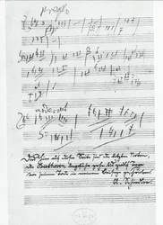 ドイツの作曲家ルートヴィヒ・ヴァン・ベートーヴェン（1770-1827）が書いた曲の最後のページ。