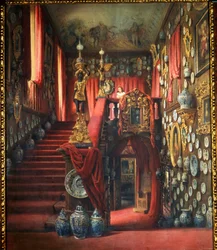 サンクトペテルブルク (ロシア) の男爵アレクサンドル フォン スティーグリッツ (1814-1884) の家の階段。 Luigi Premazzi (1814-1891) の作品、紙に水彩、1870 年頃。 イタリアの芸術