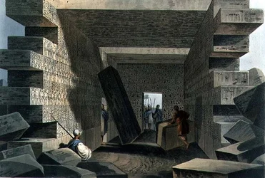 ジュピター・アモン神殿の内部 Robert Bowyer (1758-1834) 1810年発行の「Views in the Ottoman Dominions」のプレート71（アクアチント）。