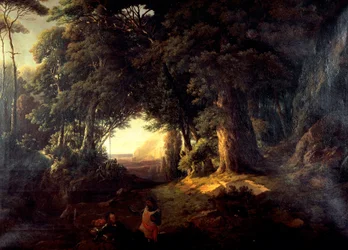 クロリンダの洗礼、ルイジ アシュトン (1824-1884) 作、キャンバスに油彩、87x120 cm