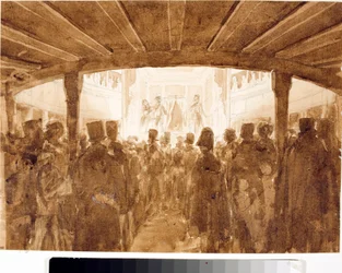 表現の夜の劇場フロアの眺め（ジェノバのサンタゴスティーノ劇場と思われる）（水彩、1814年頃