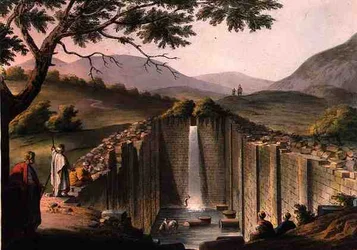 シロアムの泉（エルサレム近郊）「Views of Palestine」Vol.II（R. Bowyer Historic Gallery, London発行）より