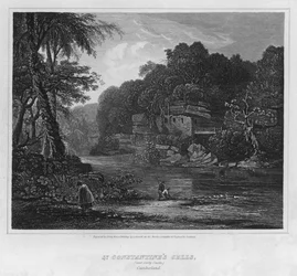 カンバーランド州コービー城近くの聖コンスタンティンの独房（彫刻