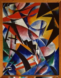 建築画。 Lyubov (Lioubov) Sergeyevna Popova (1889-1924) による絵画、キャンバスに油彩