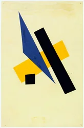 Sans titre - Popova, Lyubov Sergeyevna (1889-1924) Untitled Collage, gouache on paper 1917 23,9x15,6 - ニューヨーク市。ニューヨーク近代美術館(MOMA)