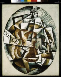 バイオリン。 Lyubov (Lioubov) Sergeyevna Popova (1889-1924) による絵画、キャンバスに油彩