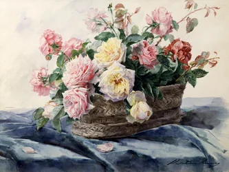 バラのバスケットマドレーヌ・ジャンヌ・ルメール（1845-1928）作 個人蔵