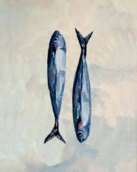 青い海に浮かぶイワシ
