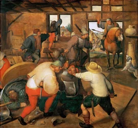 Bagarre entre soldats et paysans - 兵士と農民の喧嘩 - Marten van Cleve, the Elder (1527-1581).木に油彩、約1565-1570年。寸法：47,3x51 cmヴィエンヌ美術史博物館
