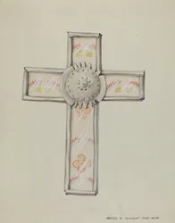 ブリキとウォールペーパーのクロス、1937年頃。