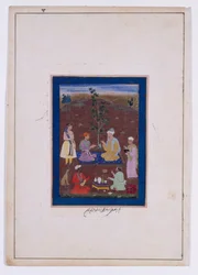 イスラム聖人に会う王子 ムガル朝 ジャハーンギール治世 1610年頃 紙本墨画・水彩・金彩