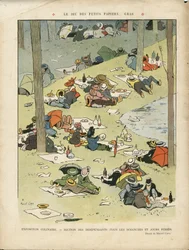Le Lire, 28/05/10に掲載されたMarcel Capy (1865-1941)のイラスト - Le jeu des petits papiers... gras - 趣味、ピクニック、美食の料理人