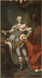 Stanislas II Auguste (Stanislas Auguste Poniatowski) roi de Pologne et grand duc de Lituanie - ポーランド・リトアニア連邦の国王兼大公スタニスワフ2世アウグストポニャトフスキ（1732年～1798年）の肖像、バッチャレッリ、マルチェロ（1731年～1818年）作。オイル・オン