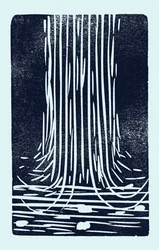 Waterfall, 2014（紙にリノリウム）