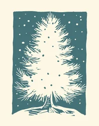 白いクリスマスツリー、2023年（紙にリノリウム）