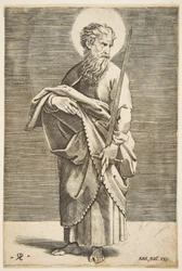 右を向いて剣と本を持っているセントポール、ca。 1515-27。