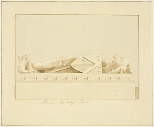 ブリストル大聖堂のバークレー伯爵モーリスの死骸（鉛筆・水彩・紙