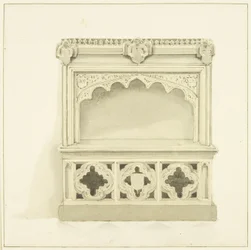 ロバート・アダムスのモニュメント（セント・ピーターズ教会）（鉛筆・水彩・紙