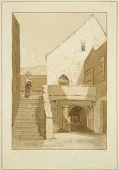 マーチャント・ストリートの黒人修道士（ドミニカ共和国）（鉛筆・水彩・紙