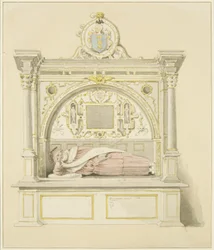 聖ステファン教会のジョージ・スニゲ卿の墓（鉛筆・水彩・紙