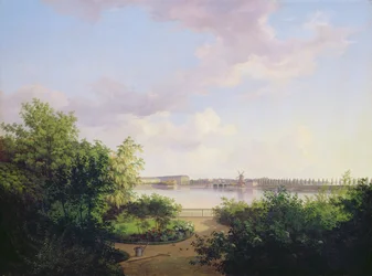 1837年のBinnenalsterにあるヨハネスの庭園Amsinck