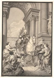 絵の準備: デンマークとノルウェーは Chr. に敬意を表します。 VI (1794 年にクリスチャンスボーで焼失)