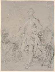 全長の肖像画を下書きします。 Chrの準備。 VI. の家族写真 (Rosenborg)? フリードリヒ大王が皇太子に