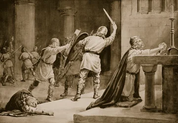 1086年のクヌート聖人殺人事件（リトグラフ）