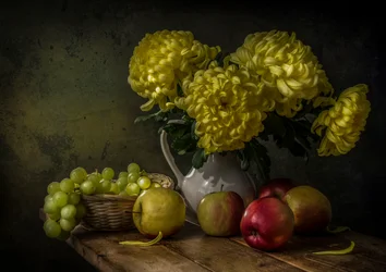 秋の収穫の静物画
