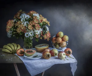 秋の収穫の静物画