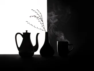 白黒のコーヒー静物画