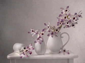 繊細な蘭の静物画