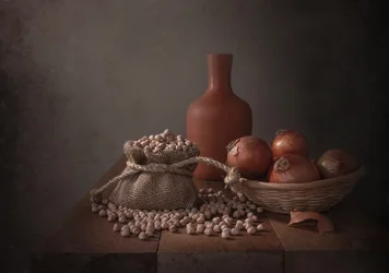 素朴なひよこ豆の静物画