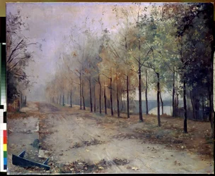 秋（秋）。 Maria Konstantinovna Bashkirtseff (1860-1884) の絵画。 キャンバスに油彩、97 x 117 cm、1883 年。 ロシアの芸術、19 世紀の風景。 国立ロシア美術館、サンクトペテルブルク。