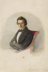 フレデリック・ショパン（1810-1849）の肖像 par Wodzinska, Maria (1819-1896).厚紙に水彩画とインク