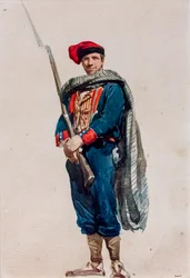 アフリカ戦争へのカタルーニャ人志願兵、1860年頃（紙に水彩画）