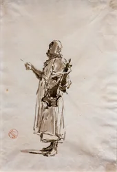 アラブの音楽家たち》のための習作、1872年頃（紙に水墨画）