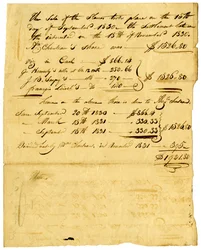 1831年11月、奴隷の売却と各人への分配に関する文書