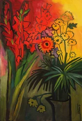 鮮やかな花の静物画