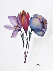 色彩豊かな水彩の花々