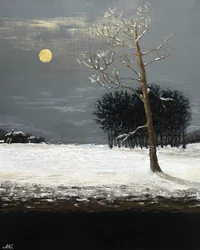 黄金の月が輝く冬の夜