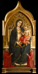 幼子を抱く聖母像 マリオット・ディ・ナルド（1394-1424）作 1404年 約日 167.2x92.2cm アッシジ サン・フランチェスコ大聖堂のテゾーロ美術館。Perkinsコレクション