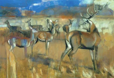 Gathering Deer、1998（ミクストメディアと紙のコラージュ）