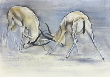 砂のガゼル、2009（紙にコンテと木炭）