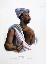 「ポンディシェリー プドゥシェリーのカーストの首長」、インド、1828 年