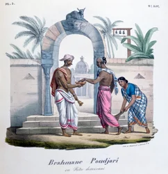 寺院の外、インド、1828