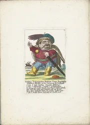 De dwerg Holloka Chimichko Buttiam ウランをフザールとして、1710 年頃 Holloka Tschimitschko Buttiam Uran、Neuheussl 駐屯地の Ragoßischer Hussarn 大佐 (オブジェクトのタイトル) Il Callotto resurcitato または Newly Furnished Small Cabinet (シリーズ タイトル)