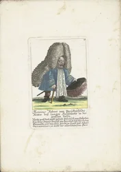 De dwerg Robert von Parukenfeldt、1710年頃 ムッシュ ロベルト フォン パルケンフェルト、グレート ガラのロング ネック クロスの騎士 (オブジェクトのタイトル) Il Callotto resurcitato または Newly Furnished Small Cabinet (シリーズ タイトル)