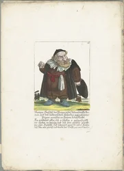 De joodse dwerg Natan Hirschl、1710年頃 ナタン・ヒルシュル、プラハユダヤ教の霊長類、そしてフーブライ法を承認したピューペンマイスター、彼の学校の服で（オブジェクトのタイトル） Il Callotto resurcitato または 新しく家具付きの Zwerchen キャビネット (se